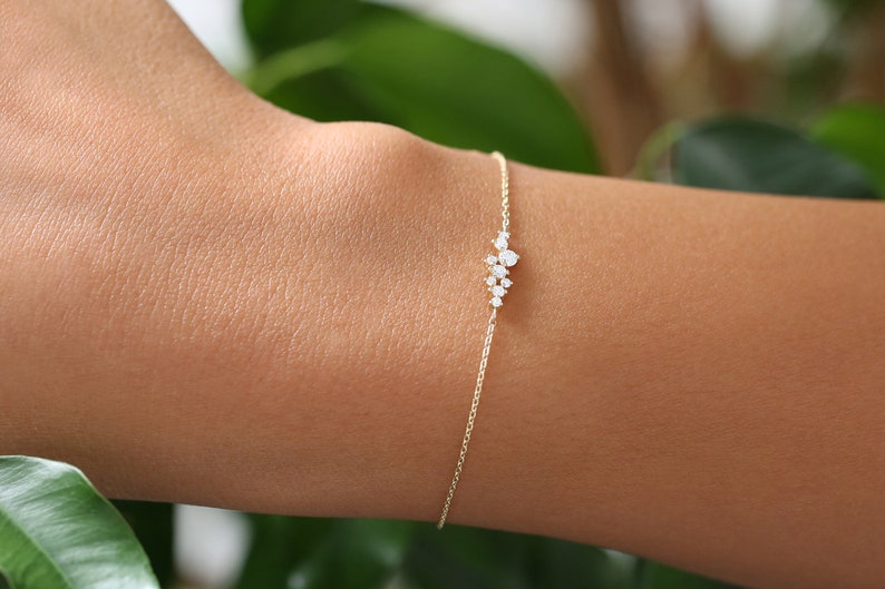 Cluster Bracelet in 14k Gold / Diamond Cluster Bracelet / Etsy