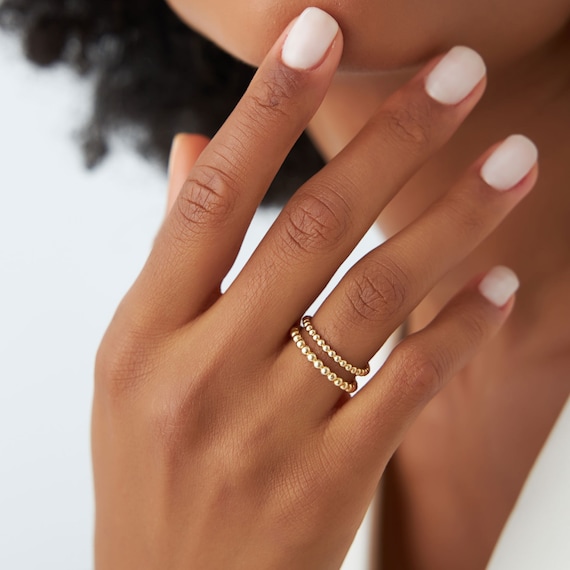 14k Gold Thin Wedding Bands For Her 14k Solid Gold Rings Womens