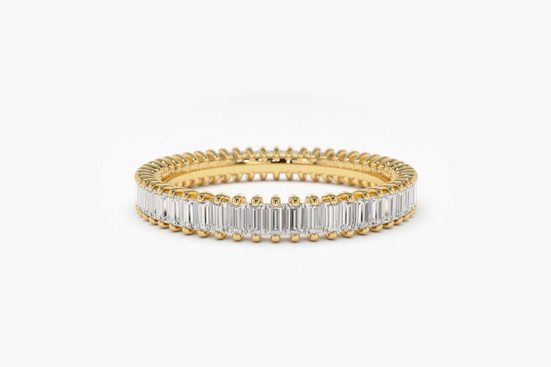 14k Gold Baguette Diamond Eternity Ring, 1.35ctw Wedding Band - Etsy