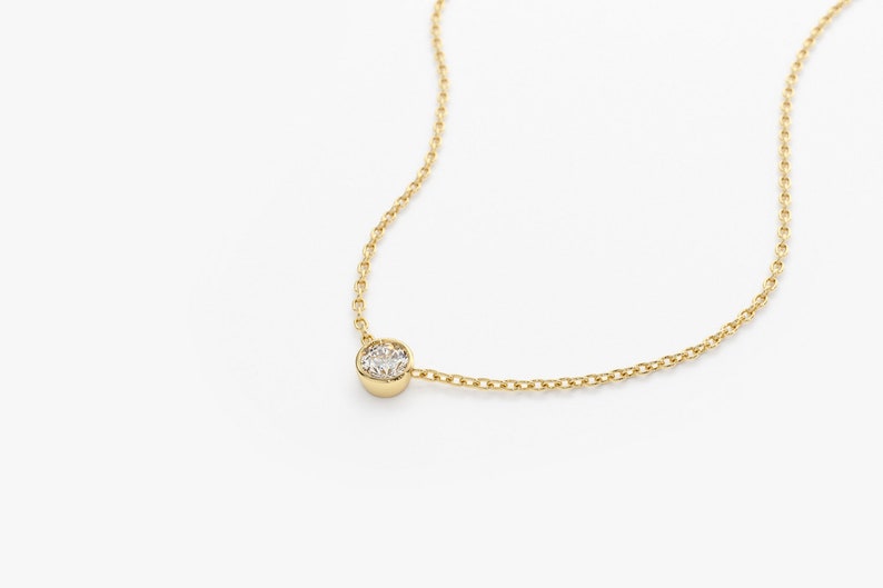 14k Diamond Solitaire Necklace