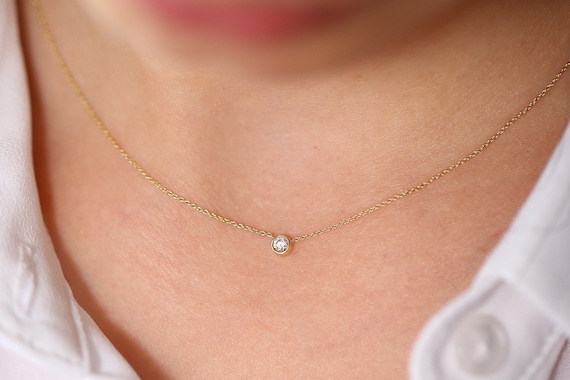 ventaja Oportuno Recomendado Collar de diamantes solitarios / Colgante de diamantes - Etsy España