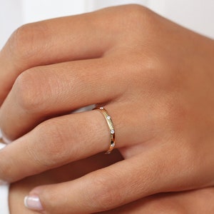 Diamond Wedding Band / 14kt Yellow Gold Band / Promise Ring / Solid Gold Ring / Diamond Wedding Rings Women / Stacking Gold Bands