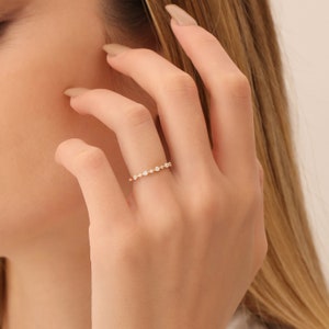 1mm Dainty Nugget Diamond-Cut Solid Gold Stacking Ring - 10k Yellow Gold Size 6