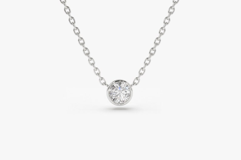 14k White Gold Diamond Solitaire Necklace