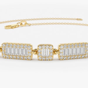 Diamond Bracelet / Baguette Diamond Bracelet / 14K Gold Diamond Bracelet / Gold Bracelet / Anniversary Gift / Ferko&#39;s Fine Jewelry