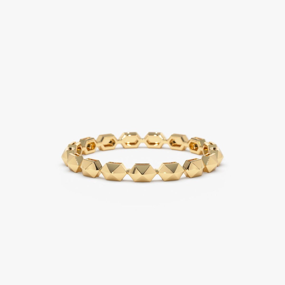 Gold Ring / 14k Petite Stacking Ring / Mini Pyramid Ring / Eternity ...