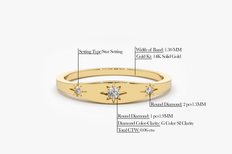 14k Gold Dainty Delicate Minimal Diamond Ring