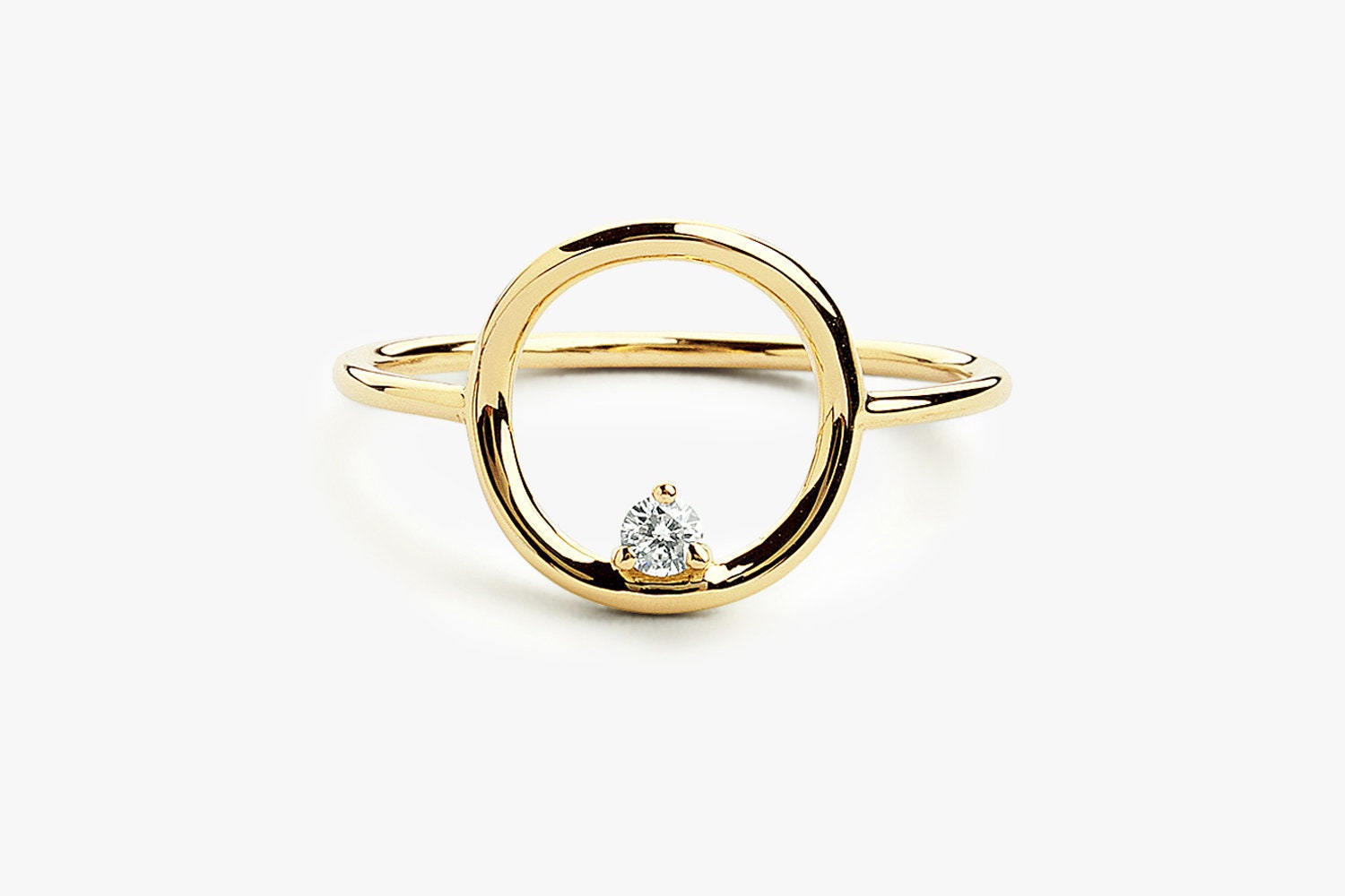 Open Circle Diamond Ring in 14k Gold / Unique Diamond Ring / Special …