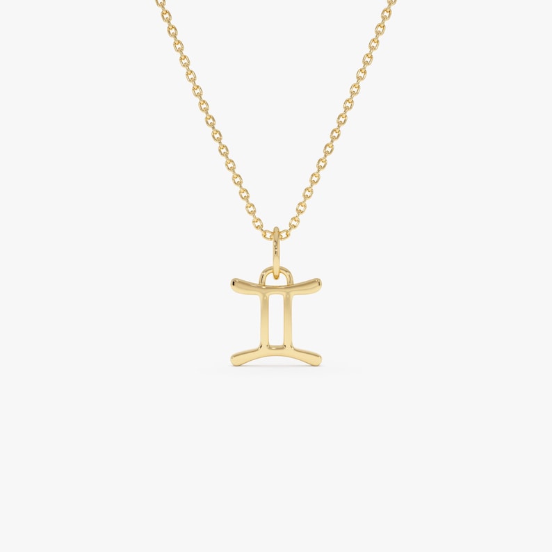 14K Gold Gemini Zodiac Charm Pendant