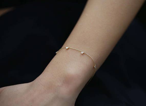 Buy 14K Solid Gold Bracelets Ball Dainty Chain Paperclip Bracelet Dainty  Arm Party Chains 14K Gold Dainty Bracelets Bracelet Stack Online in India -  Etsy