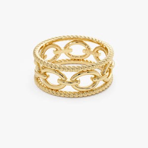 Unique Gold Ring, 14k Gold Rope Chain Link Ring, Unique Statement Band ...