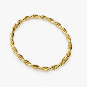 14k Gold Double Twisted Rope Stacking Bangle Bracelet