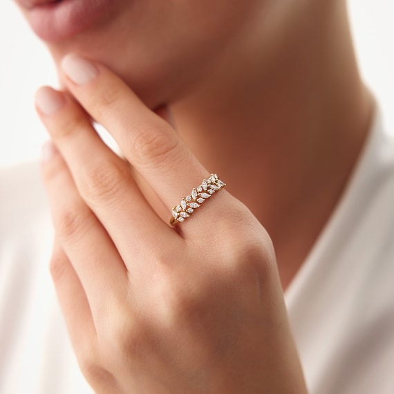 Anello Di Fidanzamento Con Vero Diamante Marquise In Oro Rosa Da 2 Carati Anello Di Fidanzamento Con Vero Diamante Marquise In Oro Rosa Da 2 Carati