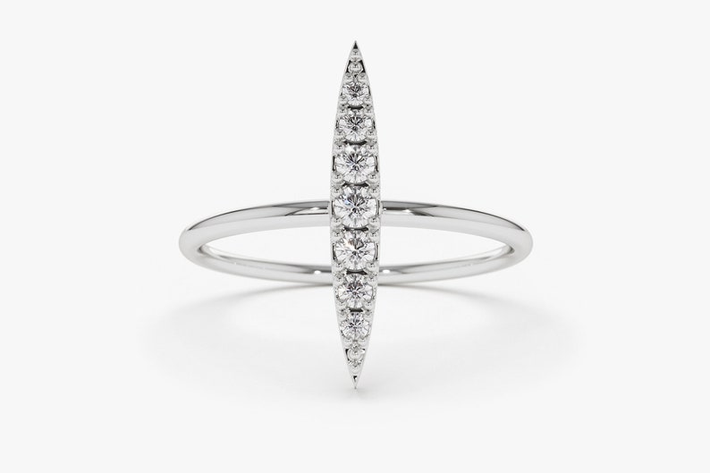 14k White Gold Stackable Diamond Micro Pave Ring