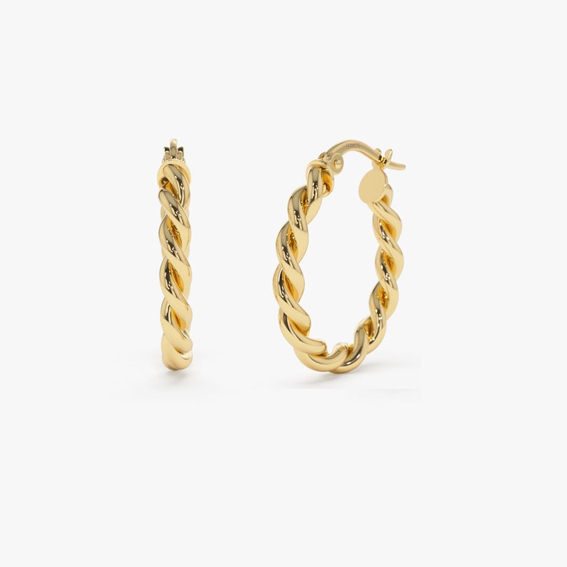 14k Gold Twist Rope Earrings 20MM