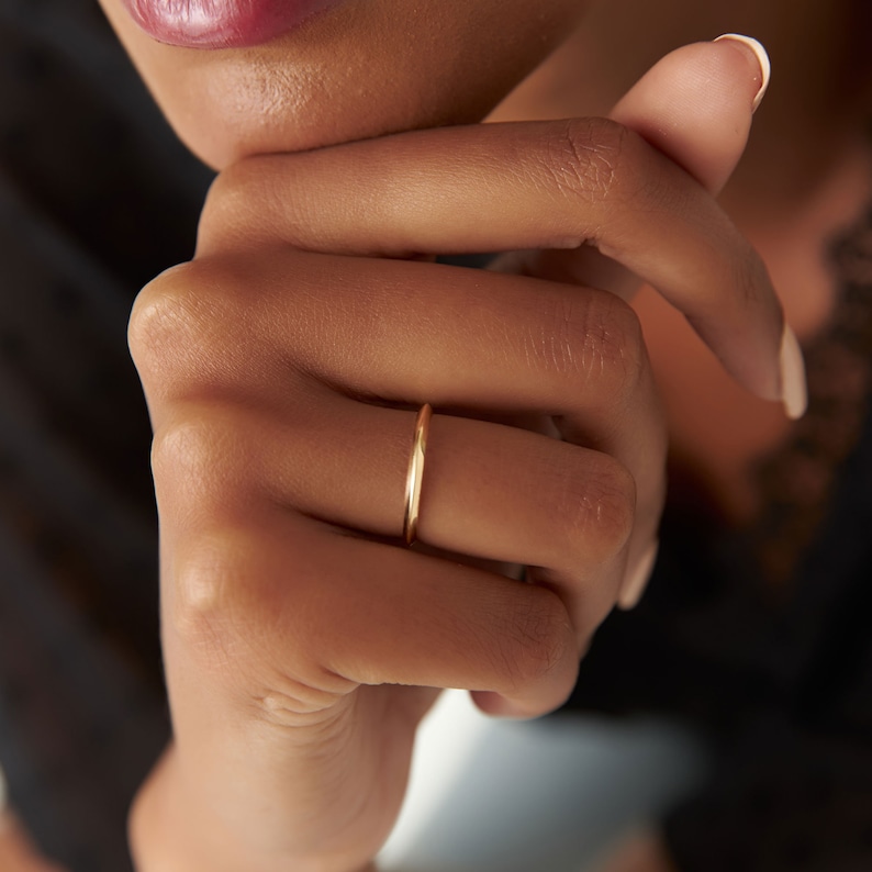 Gold Wedding Ring, 14K Gold Knife Edge Ring, Simple Wedding Band Designed By Ferkos Fine Jewelry, Bridal Jewelry, Stackable Gold Ring