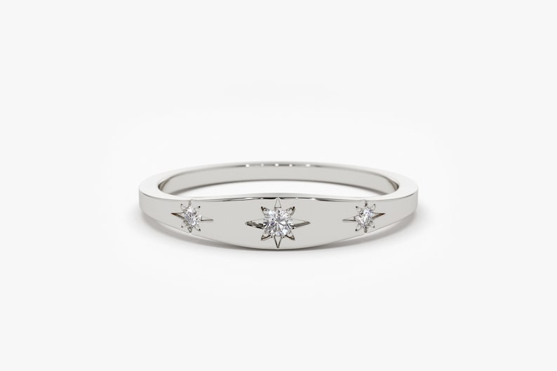 14k White Gold Dainty Delicate Minimal Diamond Ring