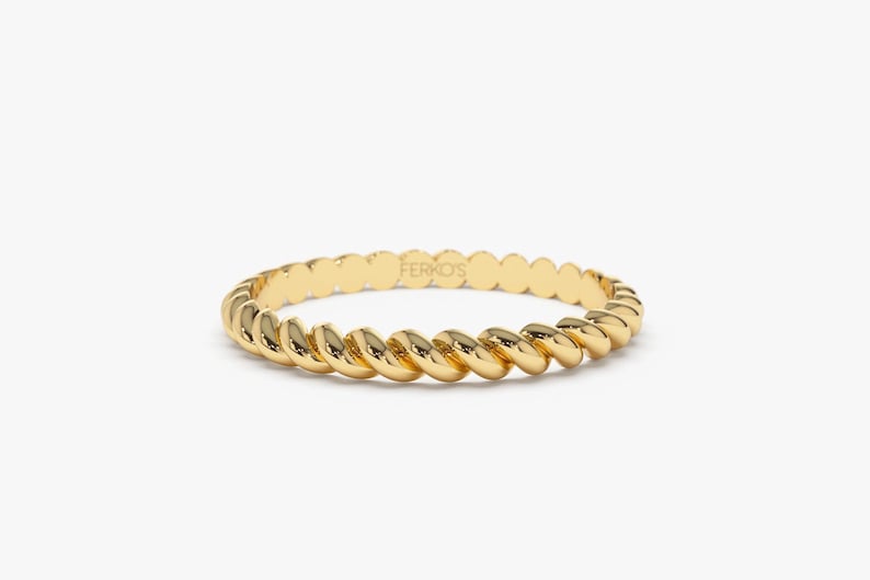 14K 2MM Solid Gold Twist Rope Ring