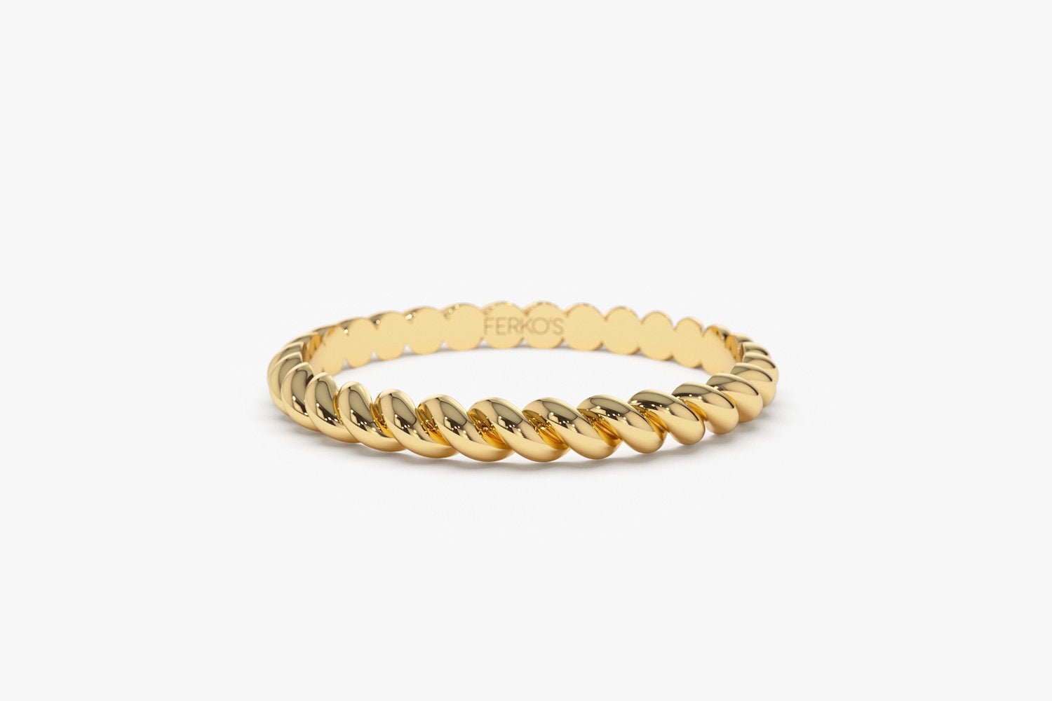 14K Solid Gold Twist Rope Ring / 2 MM 