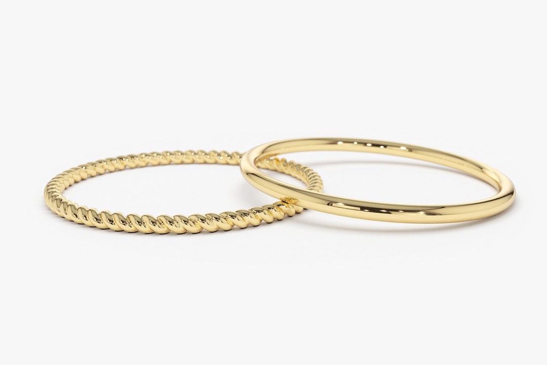 Top Hand Ropes Ringer Handmade 14k Gold Wedding Band Set, 1.2mm Twisted Rope Ring - Etsy