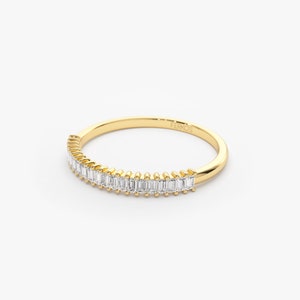 14k Solid Gold Baguette Diamond Wedding Band