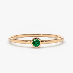 14k Rose Gold Emerald Gemstone Ring