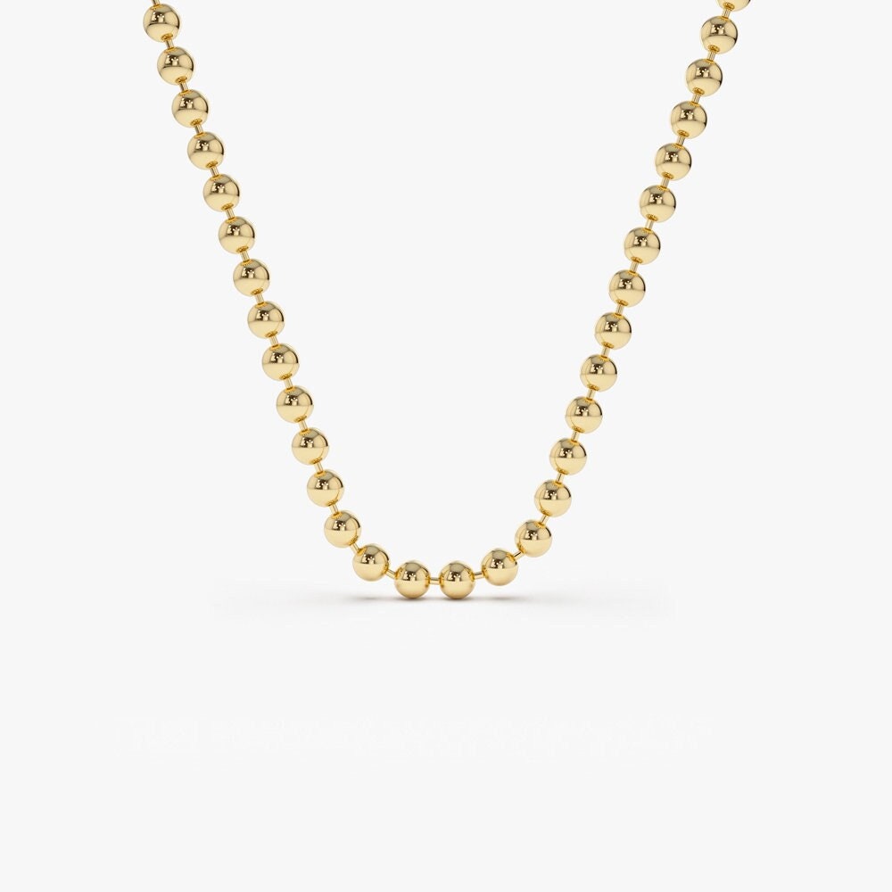 Gold Ball Chain 14K Solid Gold 2MM Ball Chain Bead Necklace Gold Gold Ball Chain 14K Solid Gold 2MM Ball Chain Bead Necklace Gold