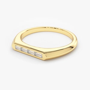 14k Baguette Stackable Ring Angle View