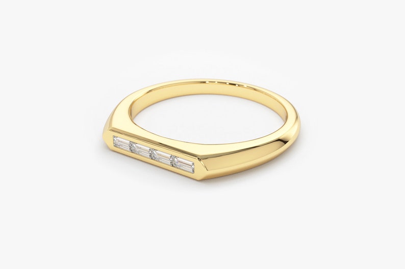14k Baguette Stackable Ring Angle View