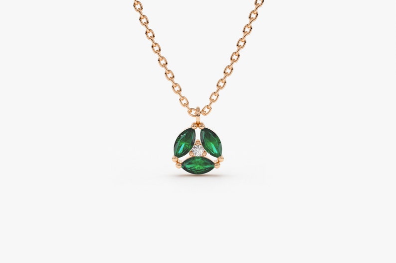 Emerald Necklace / Genuine Emerald Necklace in 14k Gold / | Etsy