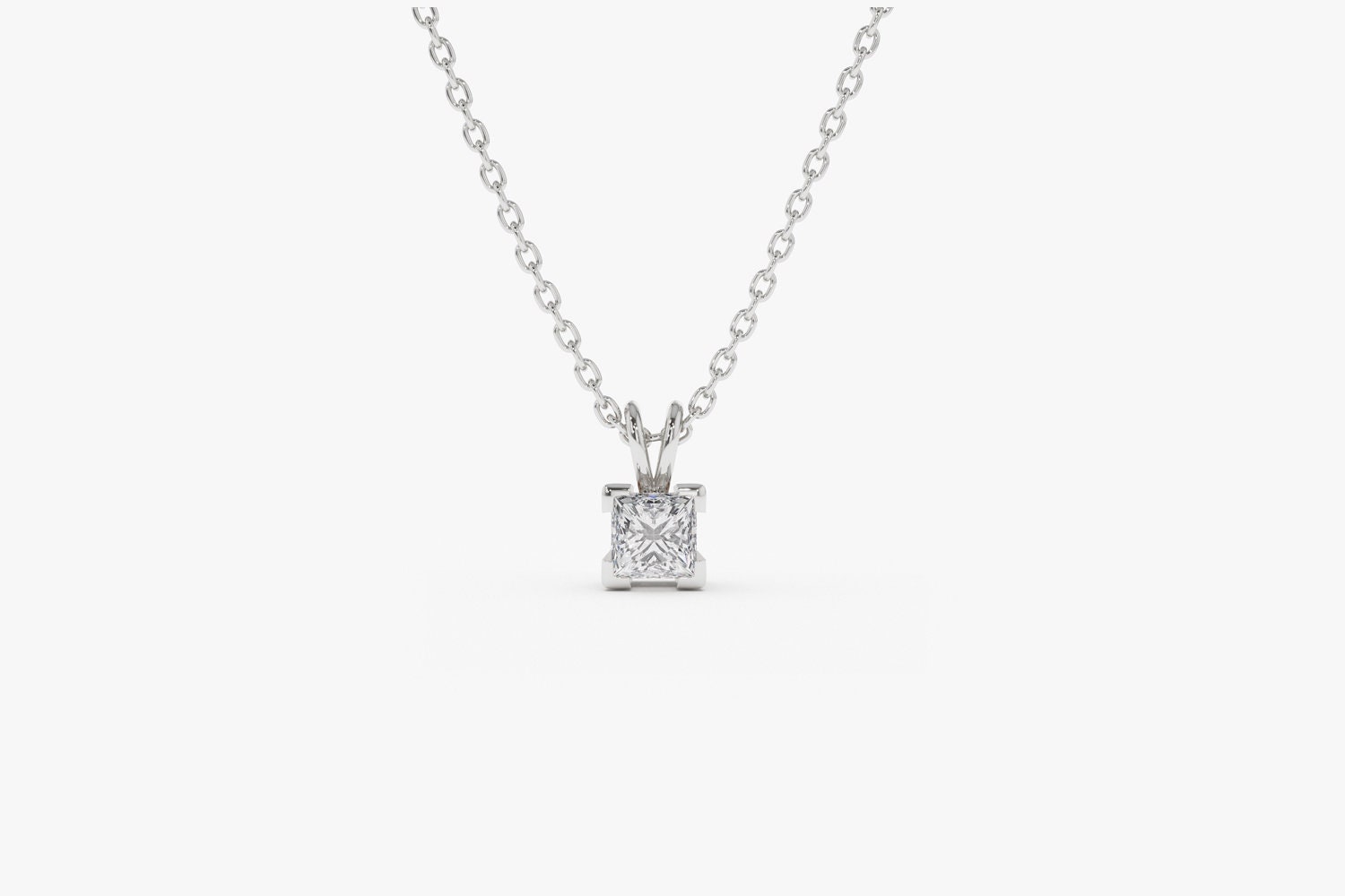 Princess Cut Diamond Necklace / 14k Solid Gold Diamond - Etsy
