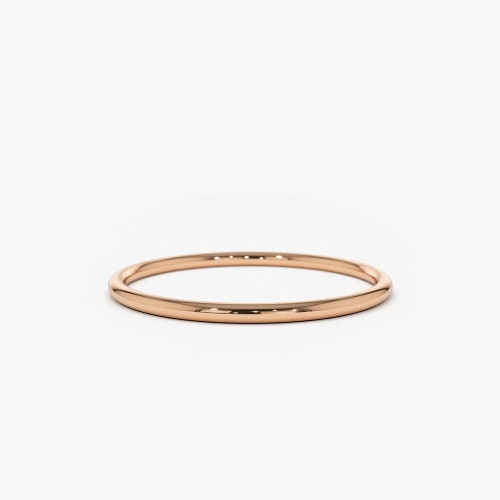 14K Solid Rose Gold Wedding Band / 1.2 MM Rose Gold Ring / Plain Rose Gold Band / Dainty Stacking Ring / Simple Delicate Ring / Thin band
