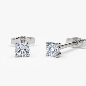 14k White Gold Diamond Prong Setting Stud Earrings