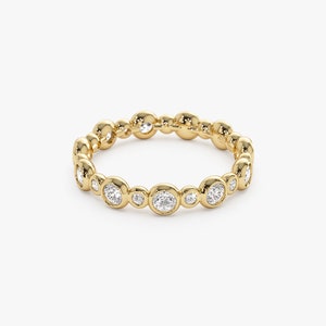 14k Solid Gold Full Eternity Diamond Wedding Ring Side View