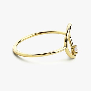 Open Circle Diamond Ring in 14k Gold Side View