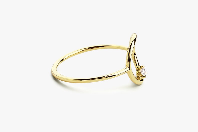 Open Circle Diamond Ring in 14k Gold Side View