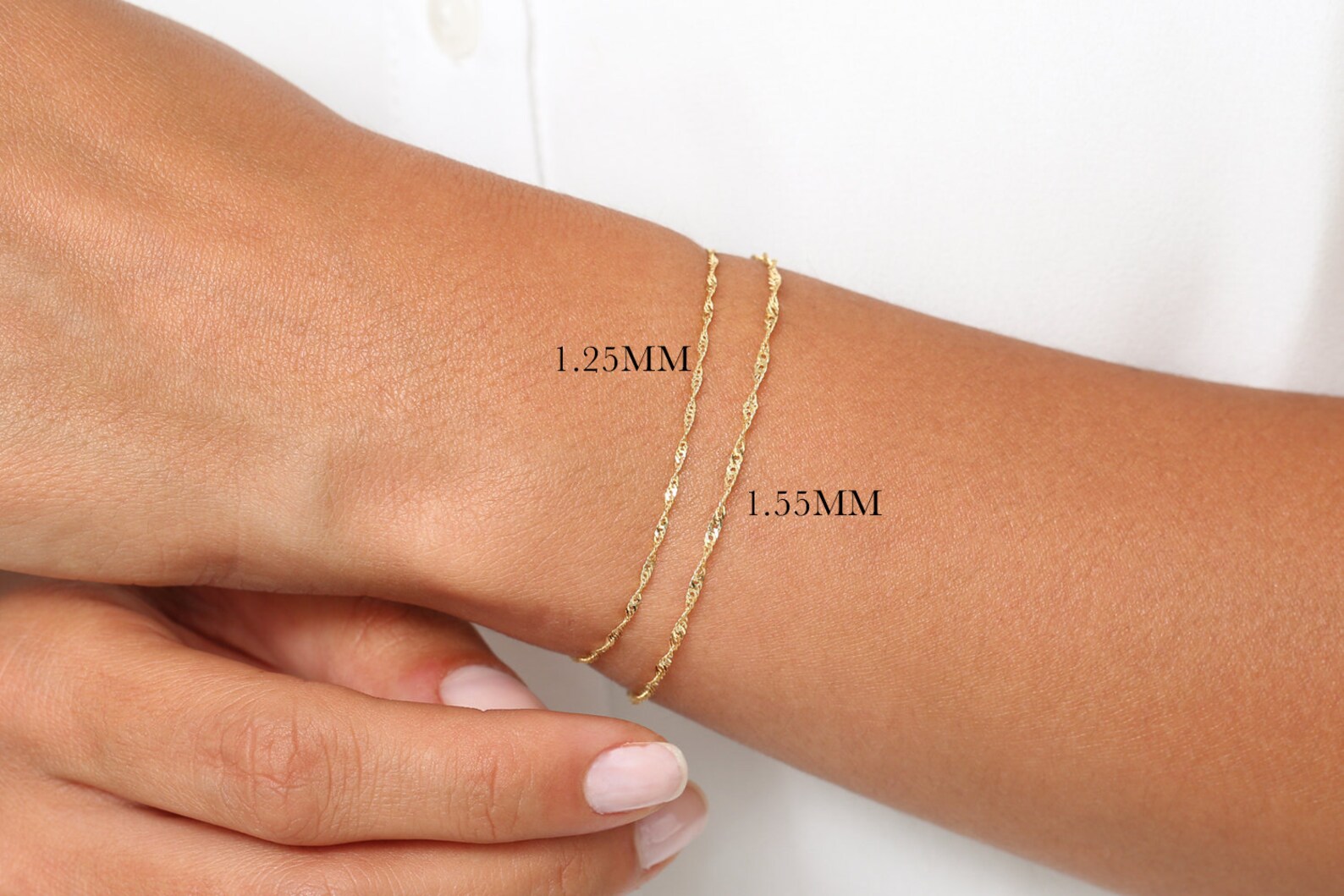 Singapore Chain / 14K Solid Gold Singapore Chain Bracelet Etsy