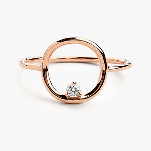 Open Circle Diamond Ring in 14k Rose Gold