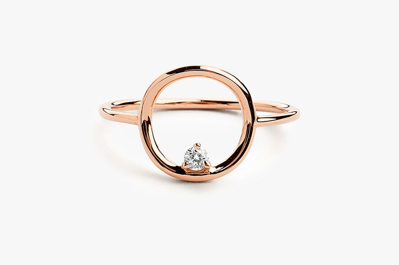 Open Circle Diamond Ring in 14k Rose Gold