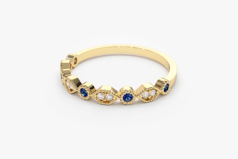 14k Stackable Sapphire Diamond Ring