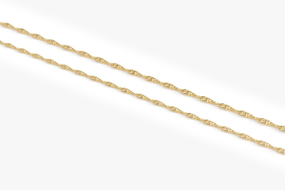 Singapore Chain / 14K Solid Gold Singapore Chain Bracelet Etsy