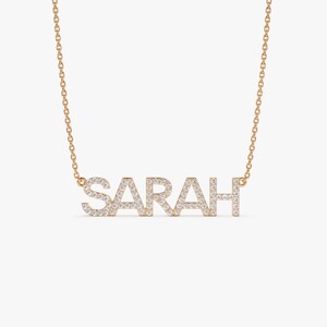 14K Rose Gold Diamond Name Necklace