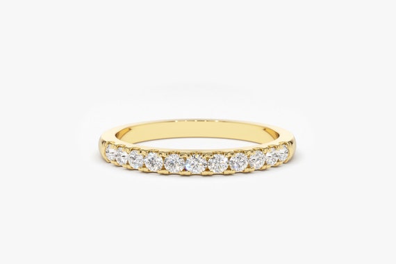 Diamond Wedding Ring 1/3ct in 14k Gold - 2MM Womens Diamond Wedding Band - Half Eternity Band - Diamond Anniversary Ring - Anniversary Gift