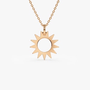 14k Rose Gold Sun Pendant Necklace