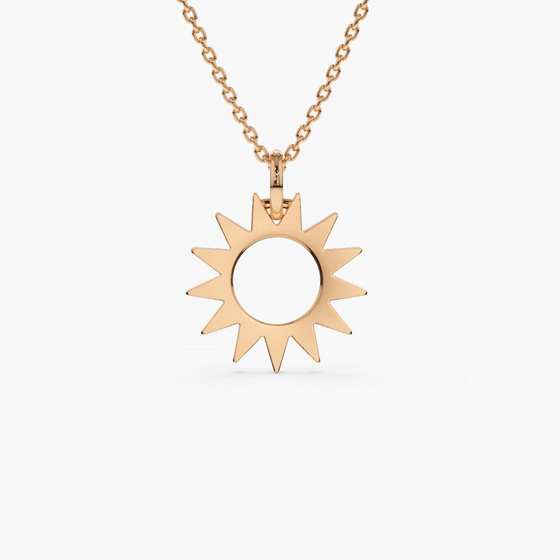 14k Rose Gold Sun Pendant Necklace