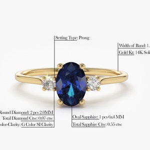 Sapphire Engagement Ring in 14k Gold Measurements