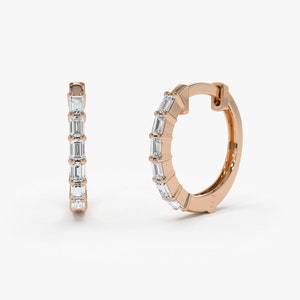 Tiny Baguette Hoop Earrrings