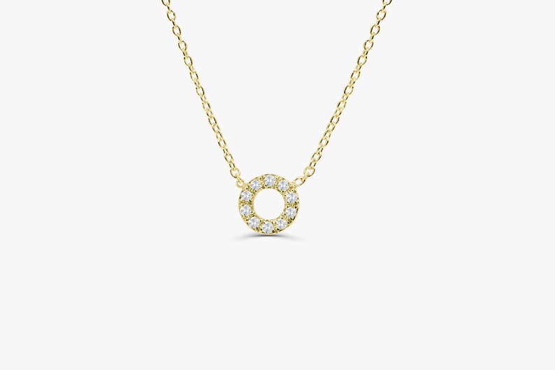 Diamond Circle Necklace 14k Gold Mini Open Image 0