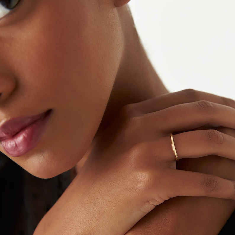 Gold Wedding Ring, 14K Gold Knife Edge Ring, Simple Wedding Band Designed By Ferkos Fine Jewelry, Bridal Jewelry, Stackable Gold Ring
