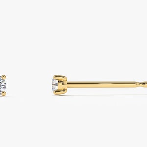 14k Gold Diamond Prong Setting Stud Earrings Side View